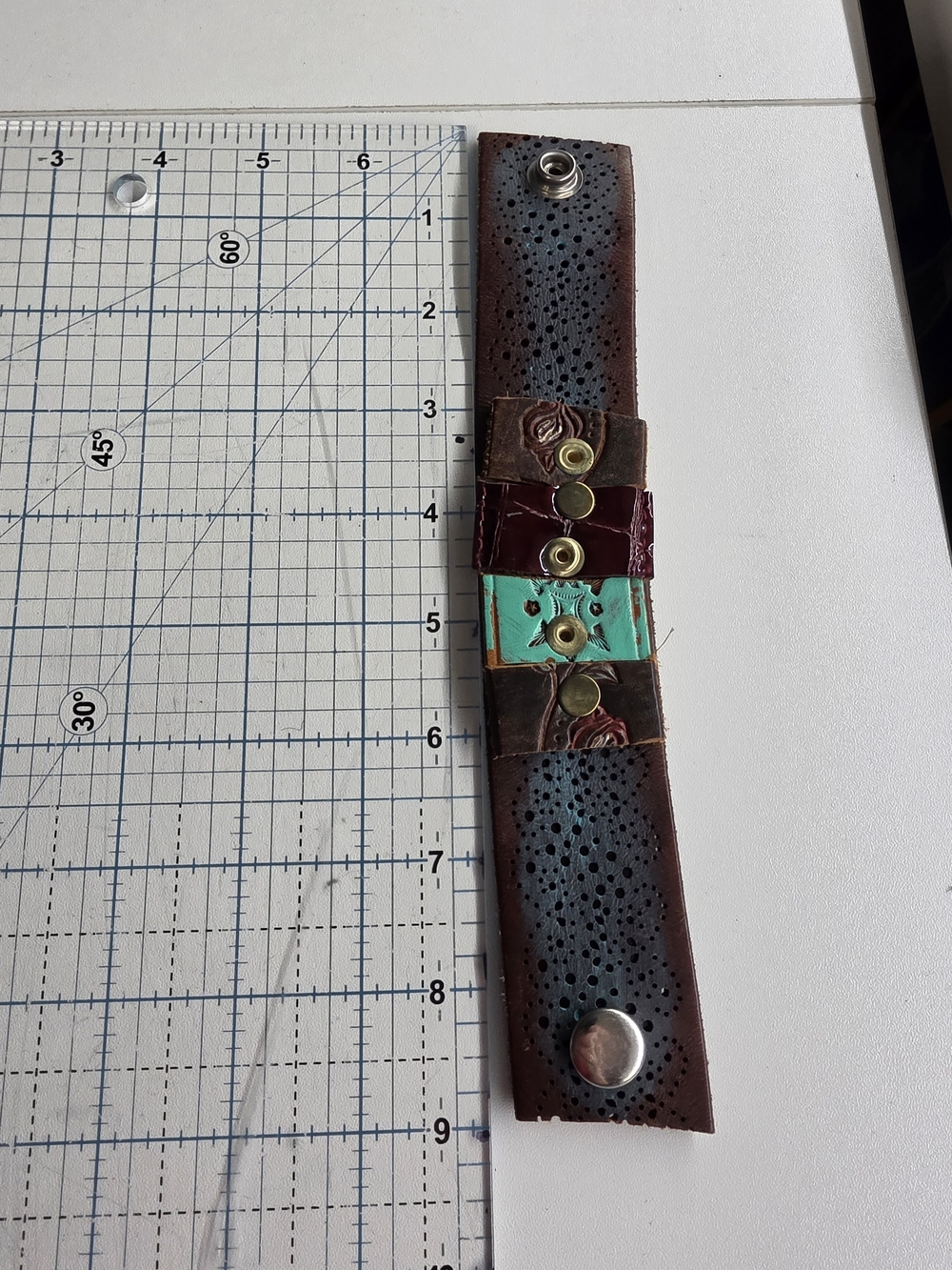 Upcycled Genuine Leather Belt Bracelet | Unique Christmas Gift | Approx 9"